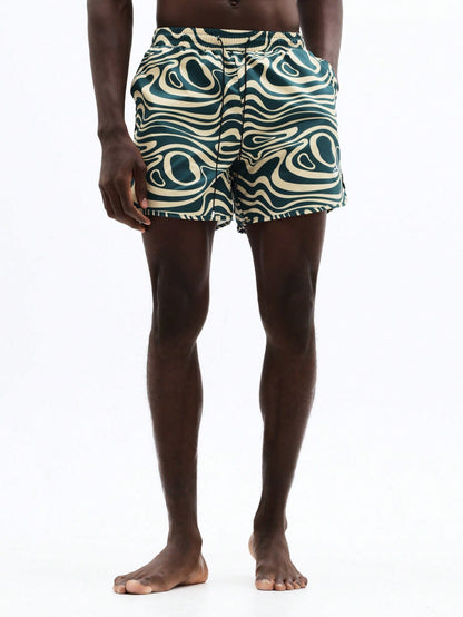 Men's Abstract Swirl Pattern Beach Board Shorts