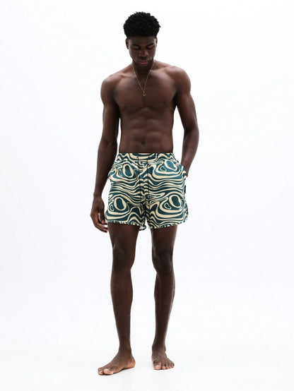 Men's Abstract Swirl Pattern Beach Board Shorts