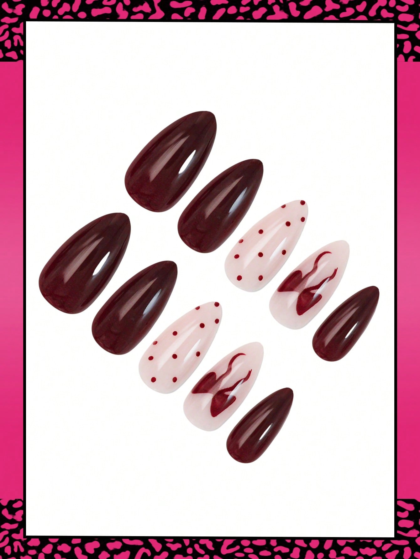 Red Polka Dot Bow Almond Press-On Nail Set (24pcs)