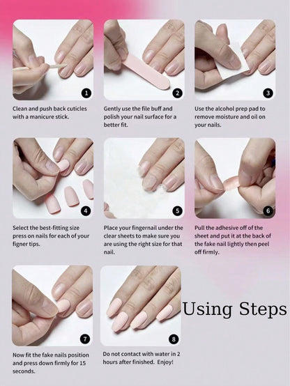 10pcs Sweet Cool Y2K Handmade Bow Press-On Nails