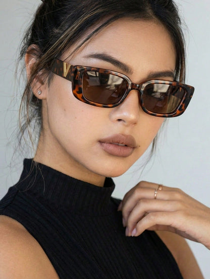 Leopard Print Square Full Frame Retro Street Fashion