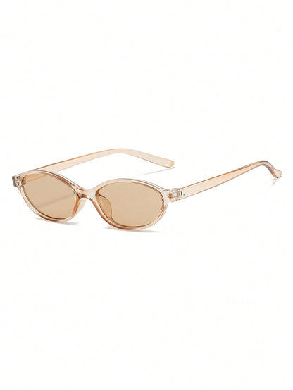 Vintage Champagne Oval Small Frame Fashion Glasses