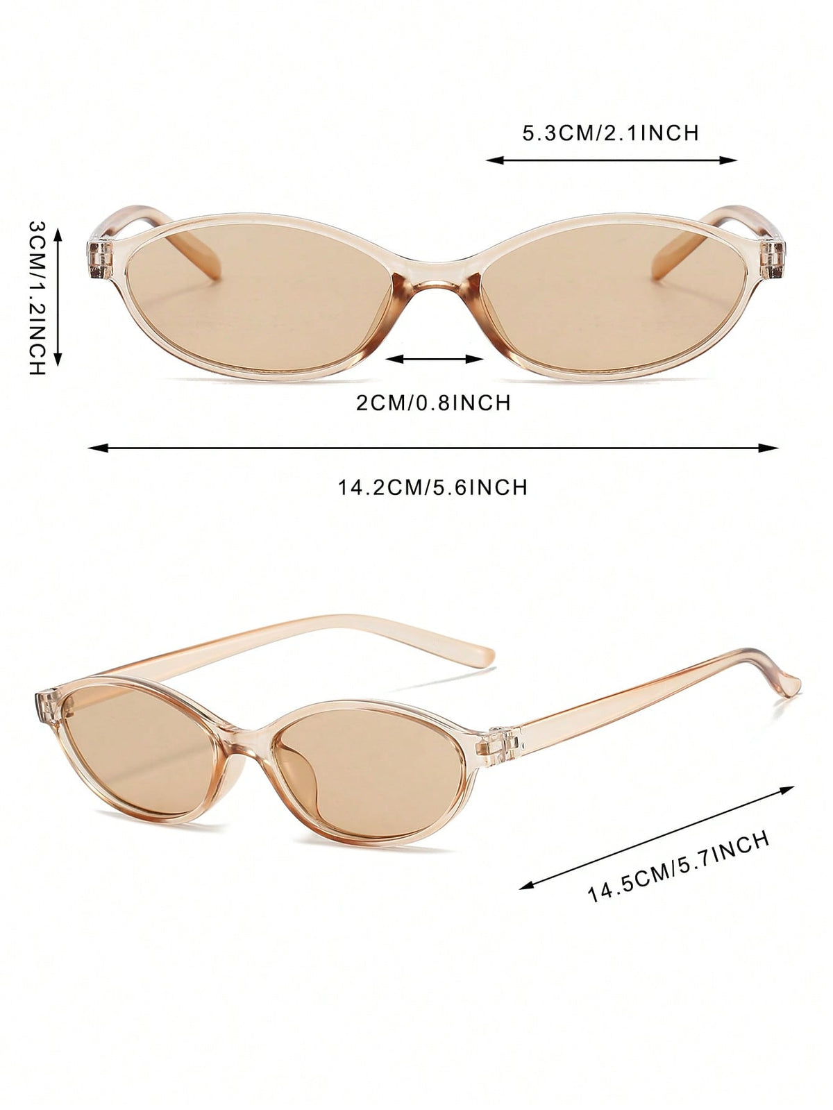 Vintage Champagne Oval Small Frame Fashion Glasses