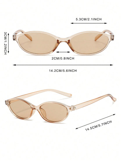 Vintage Champagne Oval Small Frame Fashion Glasses