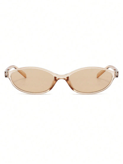 Vintage Champagne Oval Small Frame Fashion Glasses