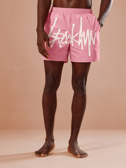 Loose Fit Graphic Print Beach Boardshorts