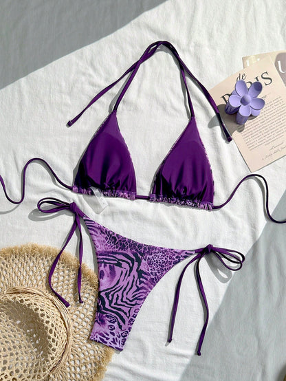 Vintage Leopard Print Sexy 2-Piece Bikini Swimsuit