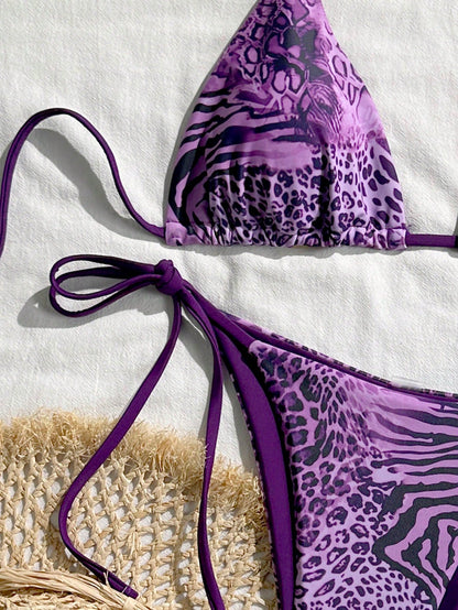 Vintage Leopard Print Sexy 2-Piece Bikini Swimsuit