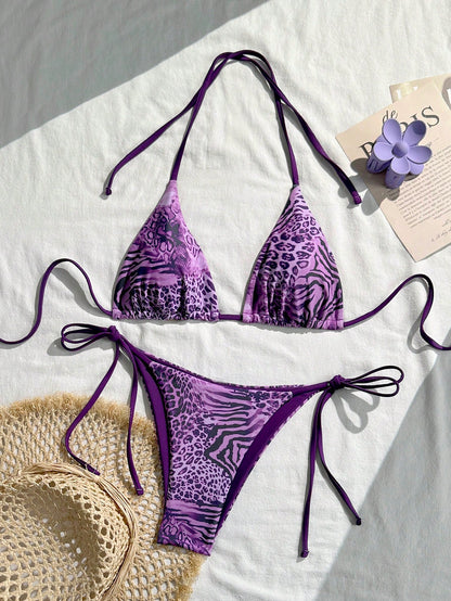 Vintage Leopard Print Sexy 2-Piece Bikini Swimsuit
