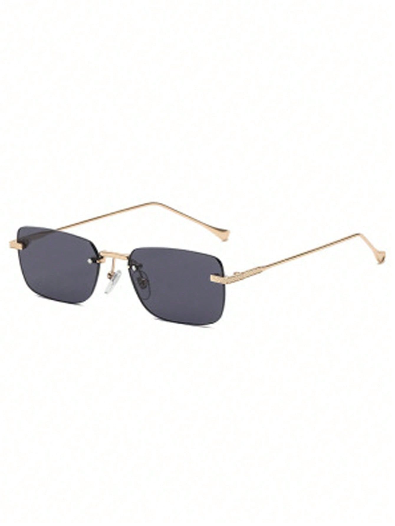 Frameless Retro Square Metal Glasses with Rivet Detail