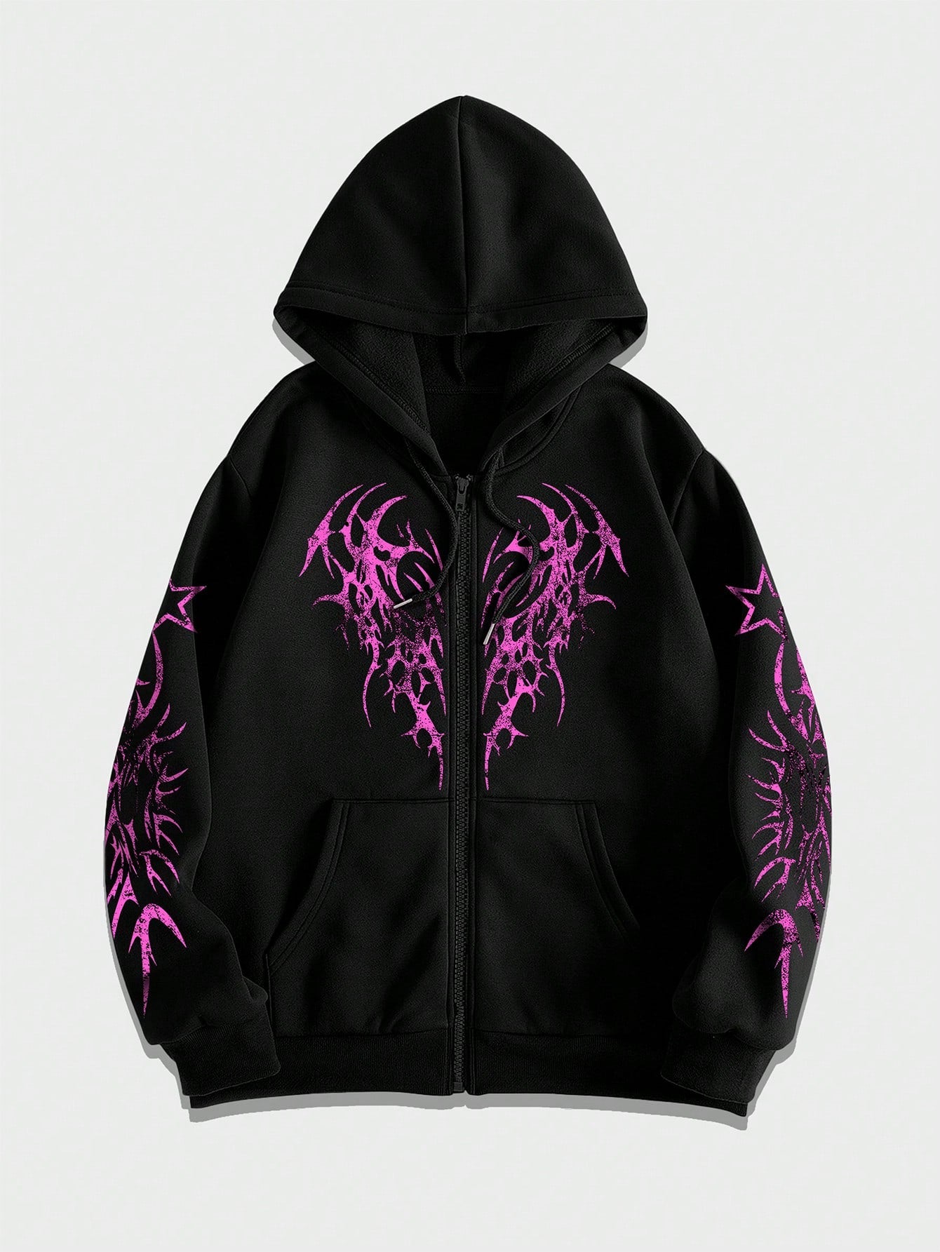 Men's Goth Red Graphic Zip-Up Hoodie