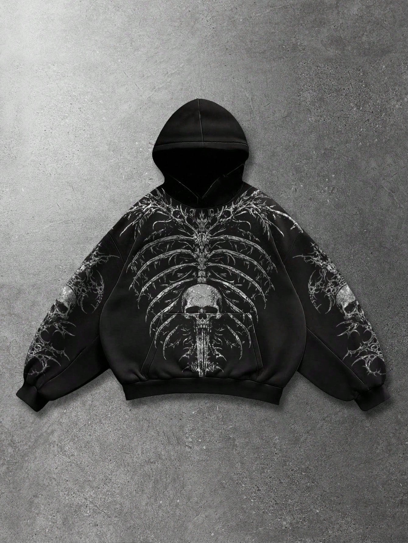 Men Casual Skull Graphic Loose Hoodie