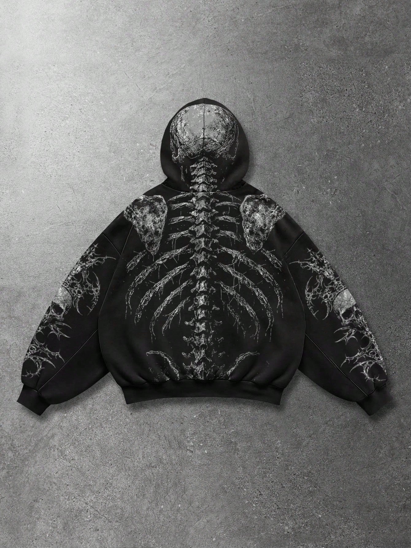 Men Casual Skull Graphic Loose Hoodie