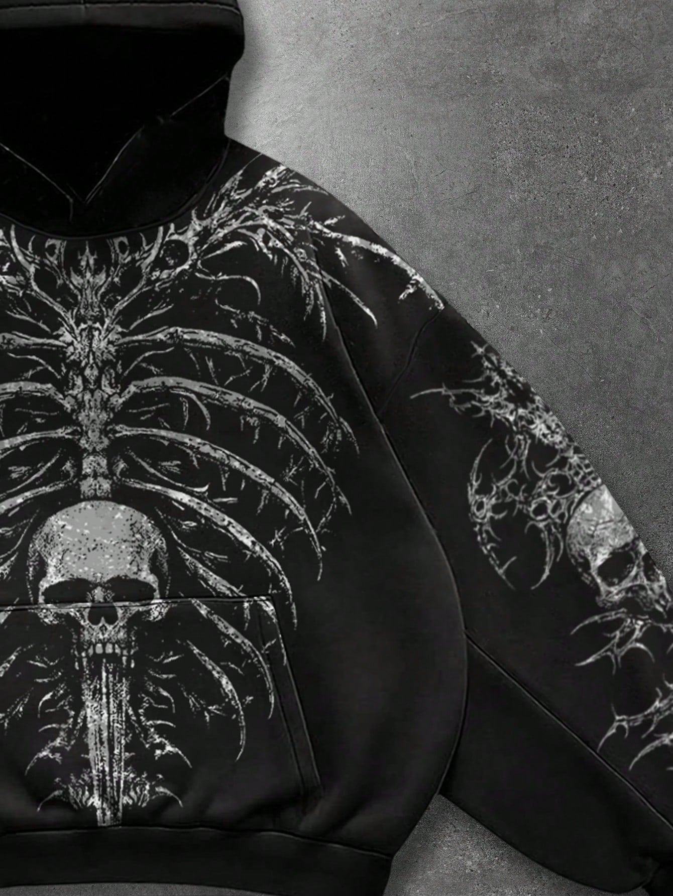 Men Casual Skull Graphic Loose Hoodie