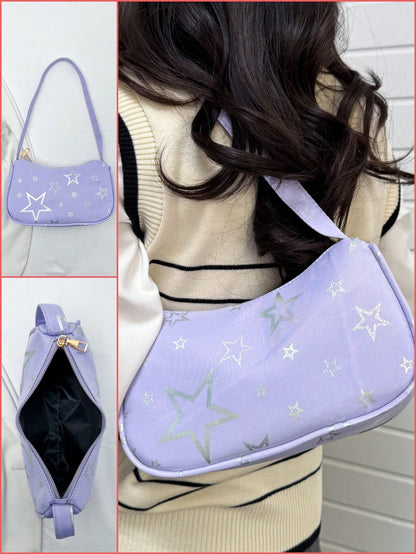 Simple Black Solid Color Flap Underarm Shoulder Bag