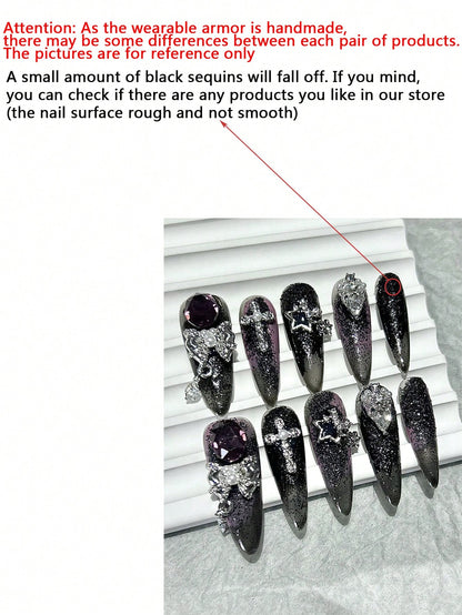 Luxury Y2K Purple Butterfly Rhinestone Press-On Nails