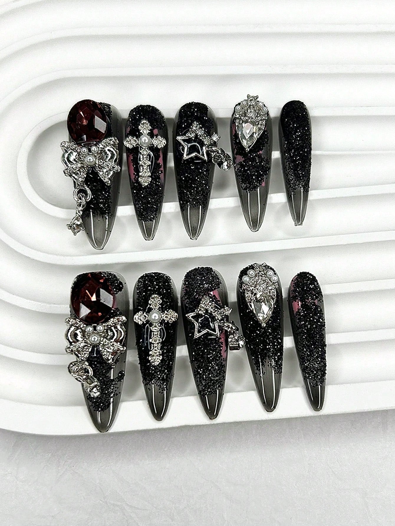 Luxury Y2K Purple Butterfly Rhinestone Press-On Nails
