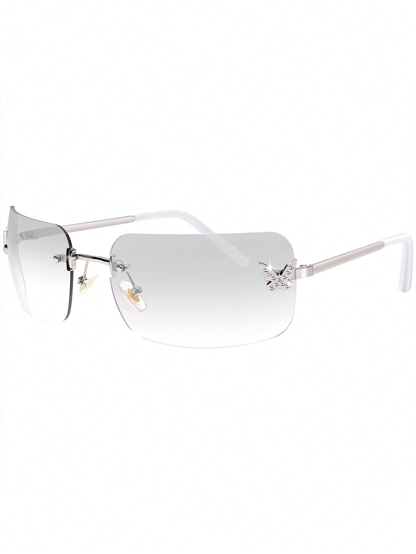 Vintage Y2K Frameless Butterfly Metal Rectangular Glasses