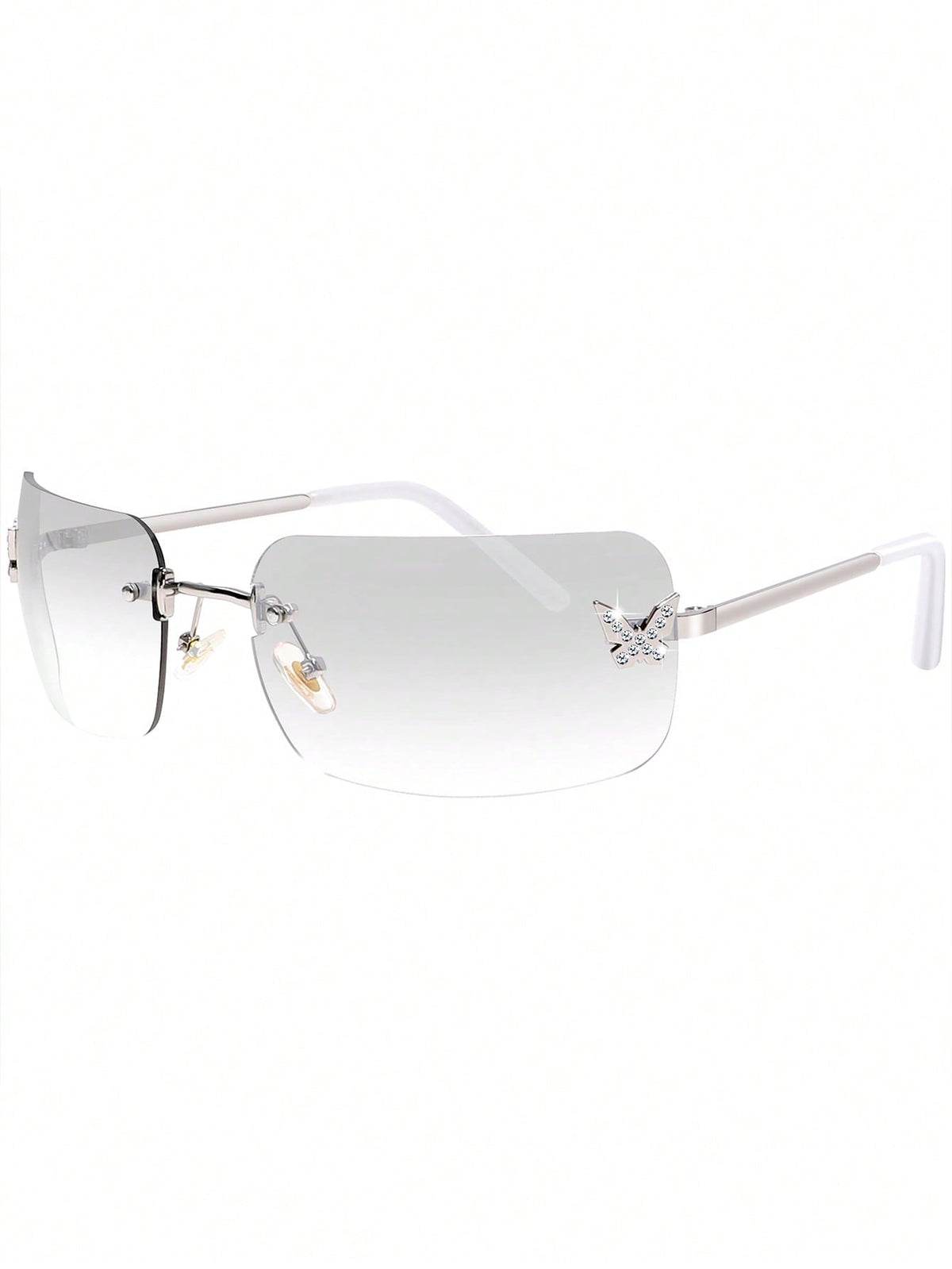 Vintage Y2K Frameless Butterfly Metal Rectangular Glasses
