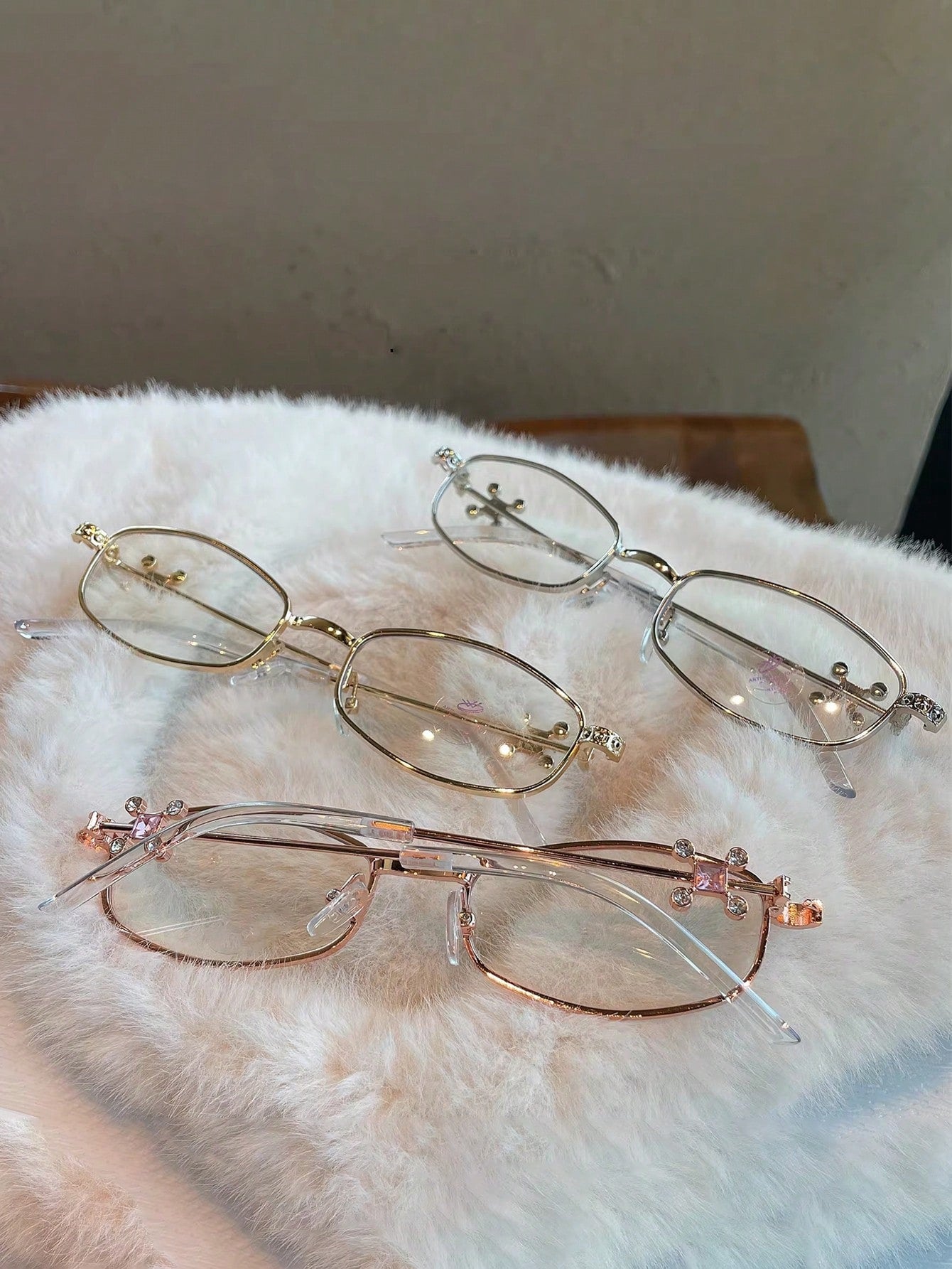 Small Square Y2K Rhinestone Transparent Fashion Glasses