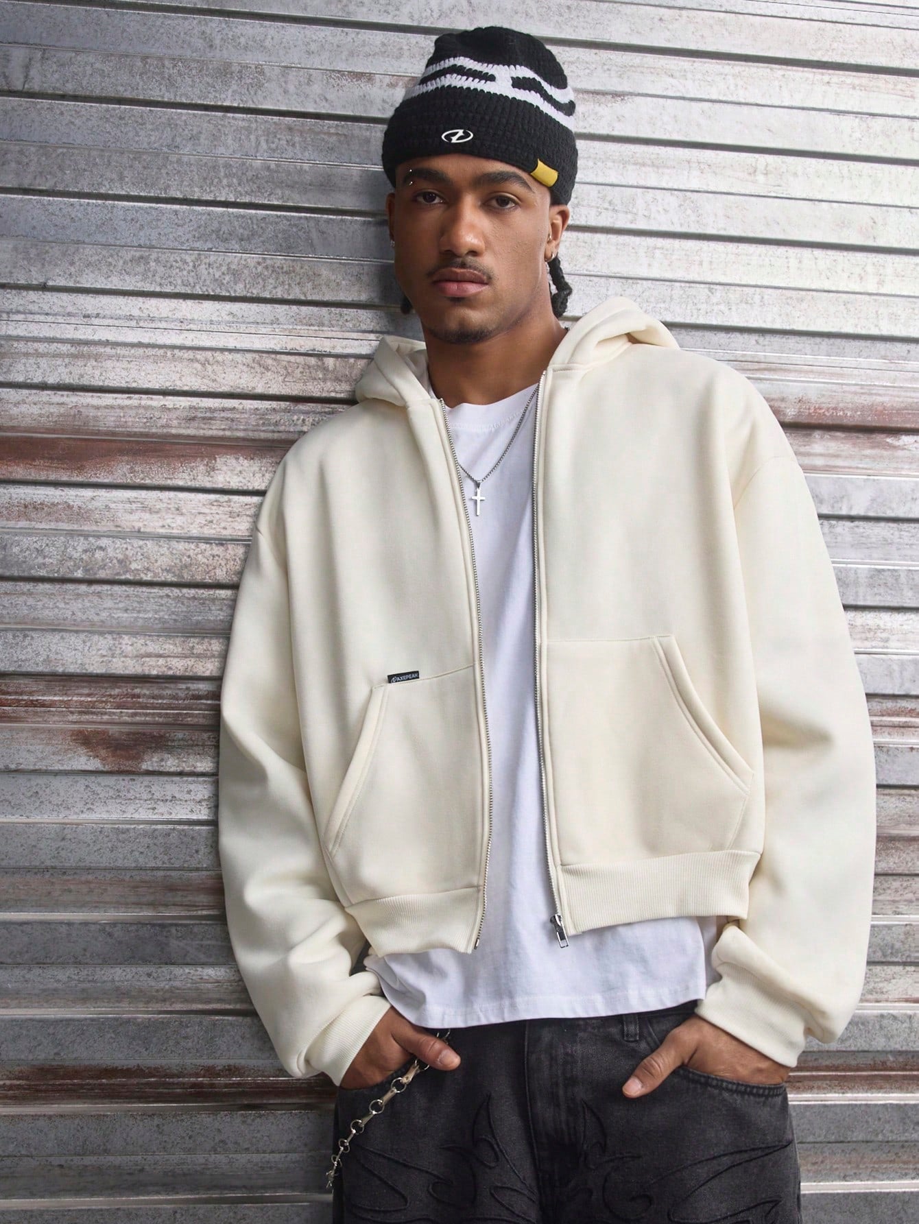 Men's Vintage Distressed Camo Hip Hop Sweatshirt