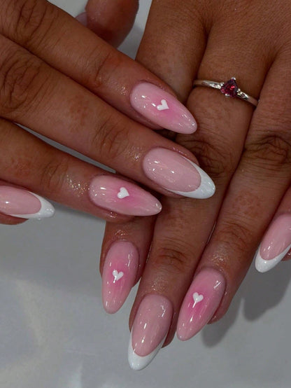 24pcs Red French Tip Almond Press On Nails