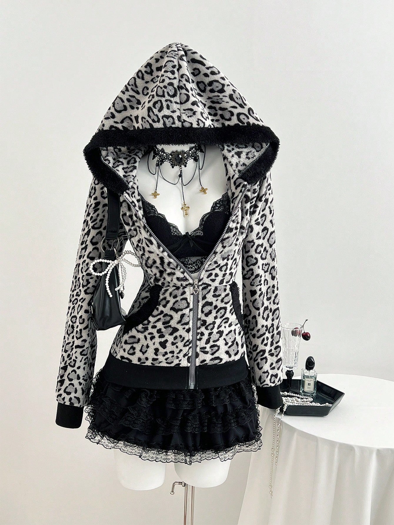 Women Leopard Zip-Up Hoodie