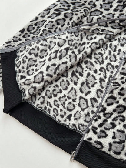 Women Leopard Zip-Up Hoodie