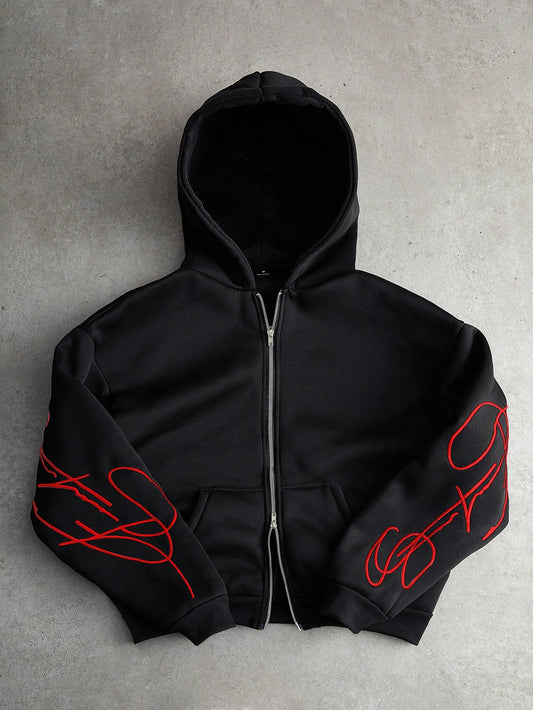 Men's Y2K Graphic Embroidered Zip Hoodie