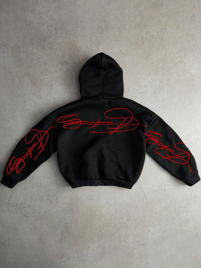 Men's Y2K Graphic Embroidered Zip Hoodie