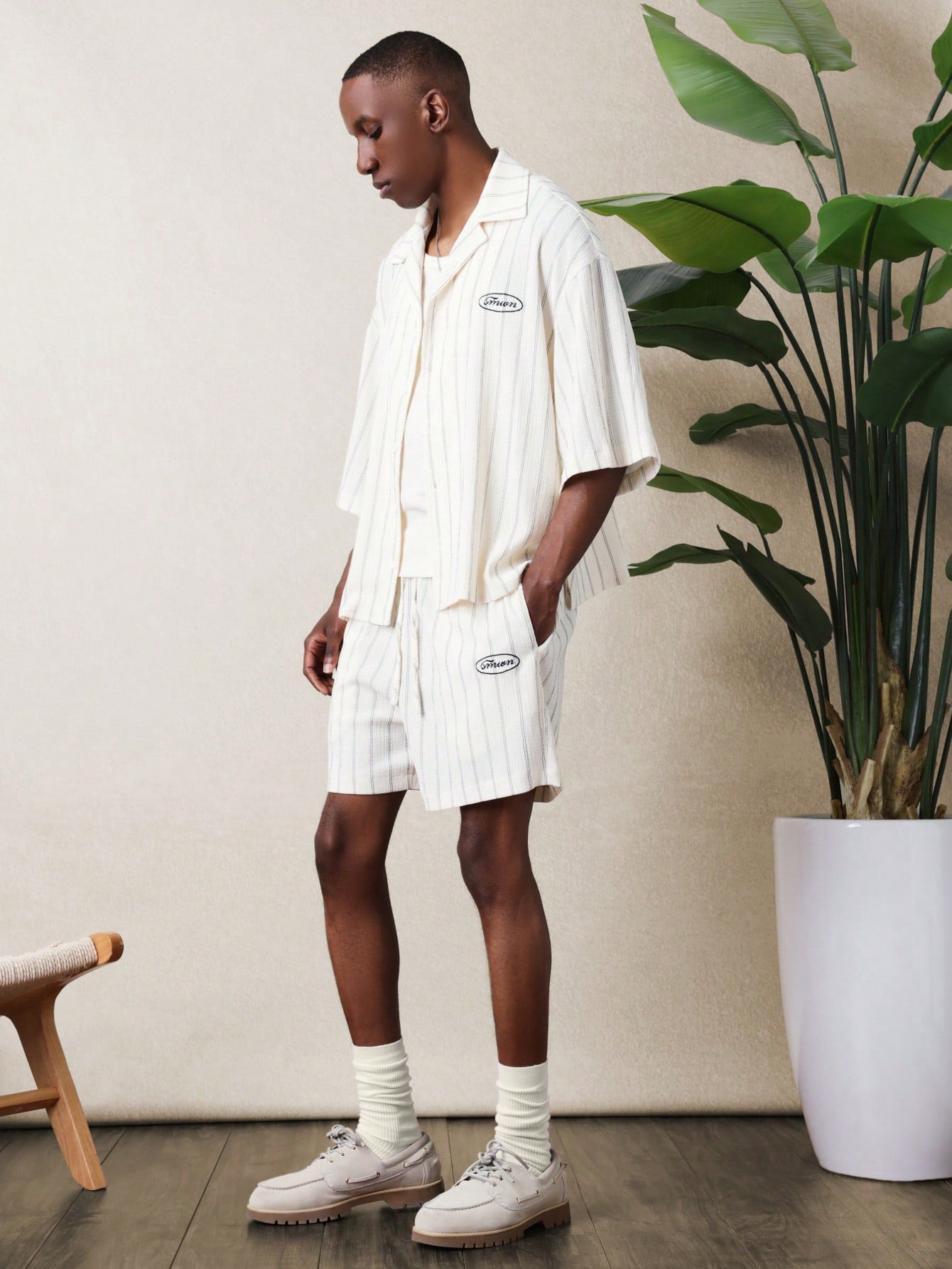 Men’s Striped Relaxed Fit Shirt and Shorts Co-Ord Set