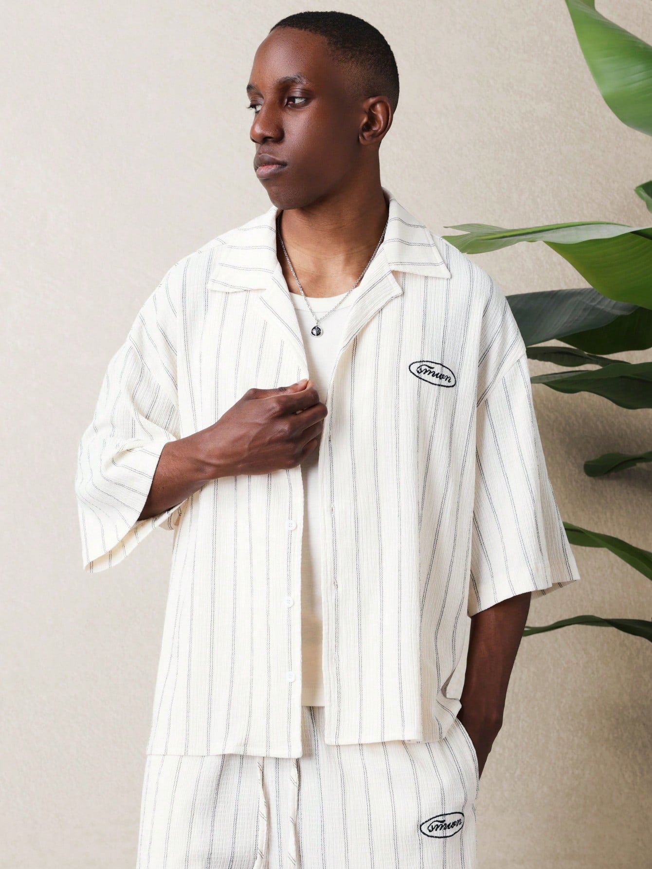 Men’s Striped Relaxed Fit Shirt and Shorts Co-Ord Set