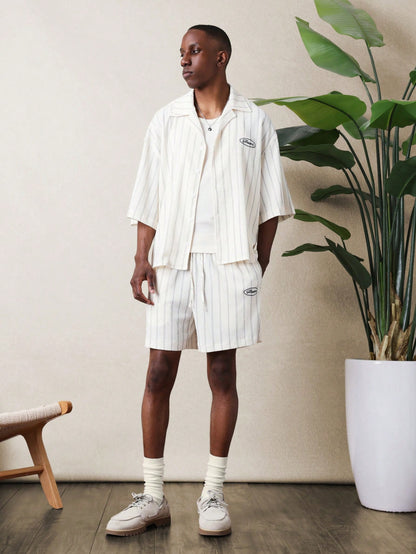 Men’s Striped Relaxed Fit Shirt and Shorts Co-Ord Set