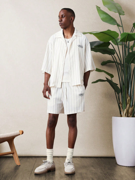 Men’s Striped Relaxed Fit Shirt and Shorts Co-Ord Set