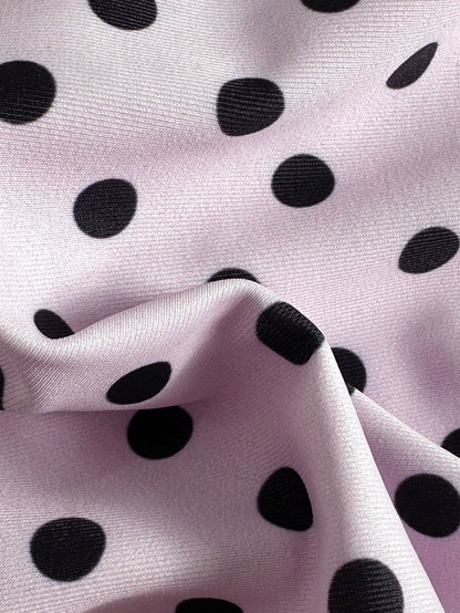 Polka Dot Print Twist Front One-Piece Swimsuit