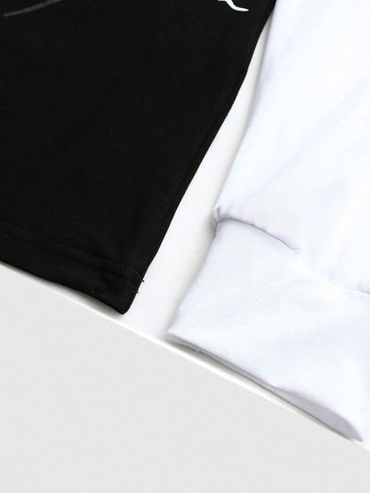 Dark Style Thorn Angel 2-in-1 Loose Long Sleeve Tee