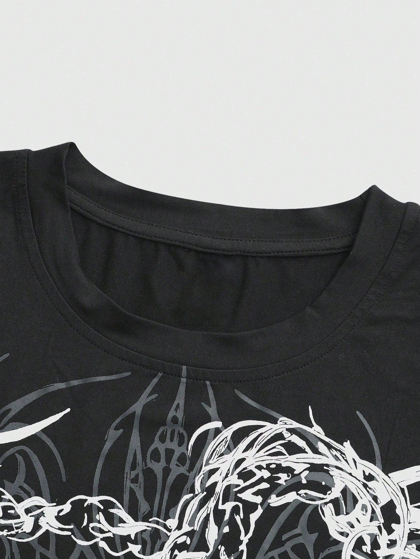 Dark Style Thorn Angel 2-in-1 Loose Long Sleeve Tee