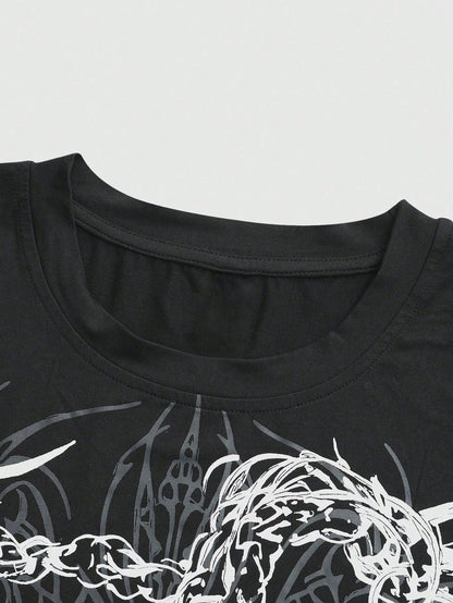 Dark Style Thorn Angel 2-in-1 Loose Long Sleeve Tee