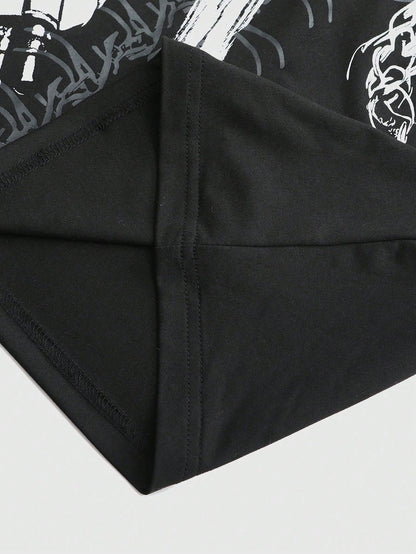 Dark Style Thorn Angel 2-in-1 Loose Long Sleeve Tee