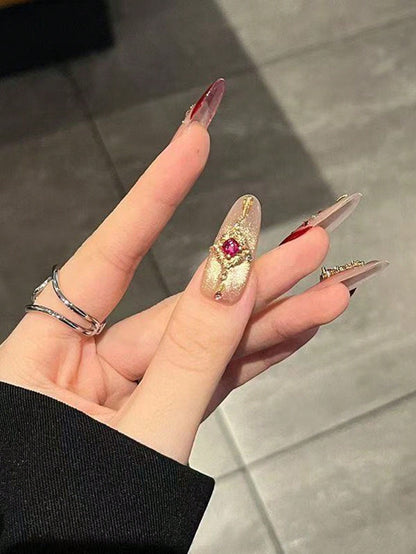 Handmade Purple French Glitter Oval Press-On Nails