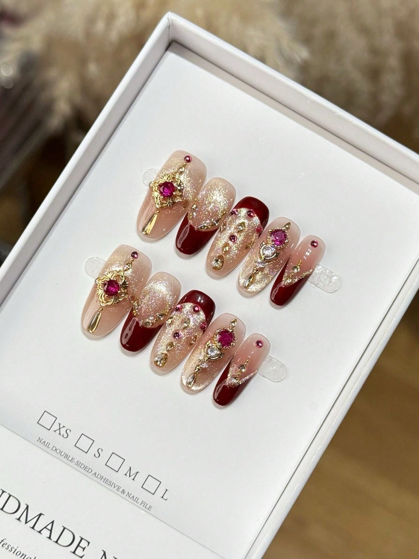 Handmade Purple French Glitter Oval Press-On Nails