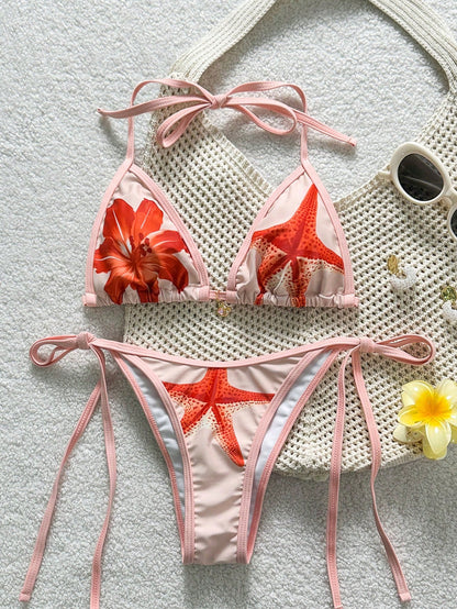 Textured Glitter Seashell Starfish Bikini Set