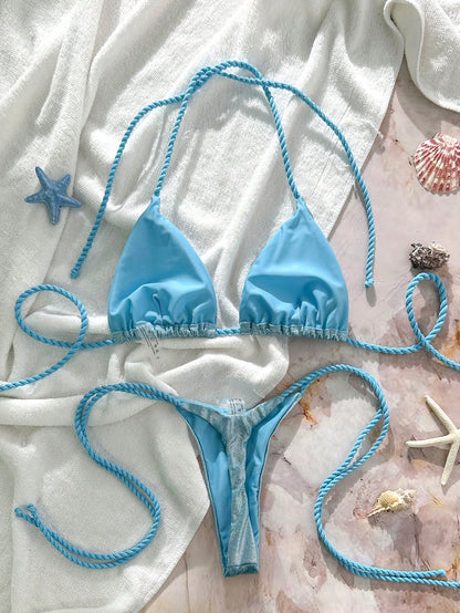 Textured Glitter Seashell Starfish Bikini Set
