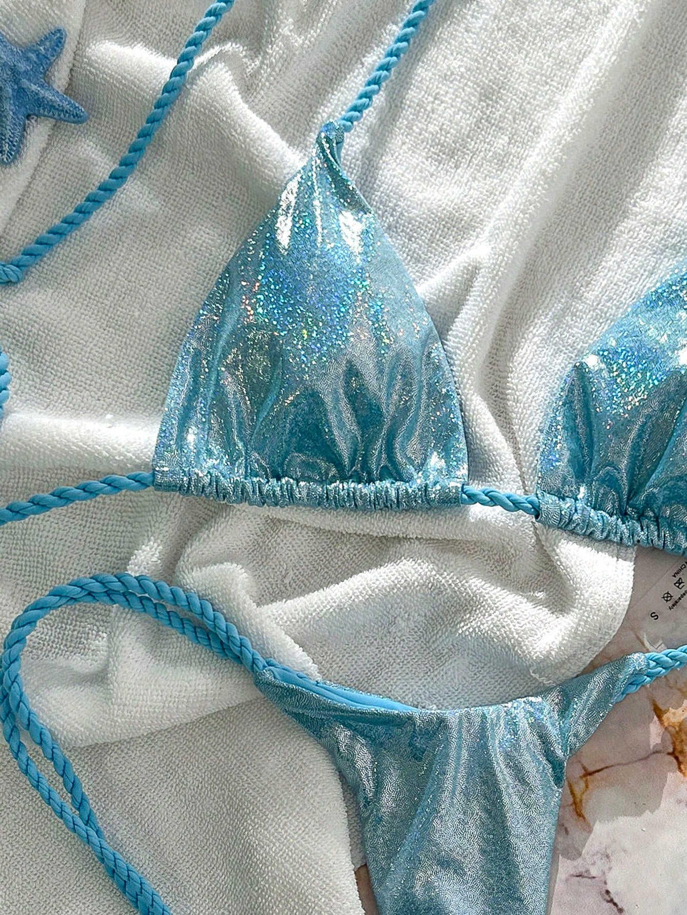 Textured Glitter Seashell Starfish Bikini Set