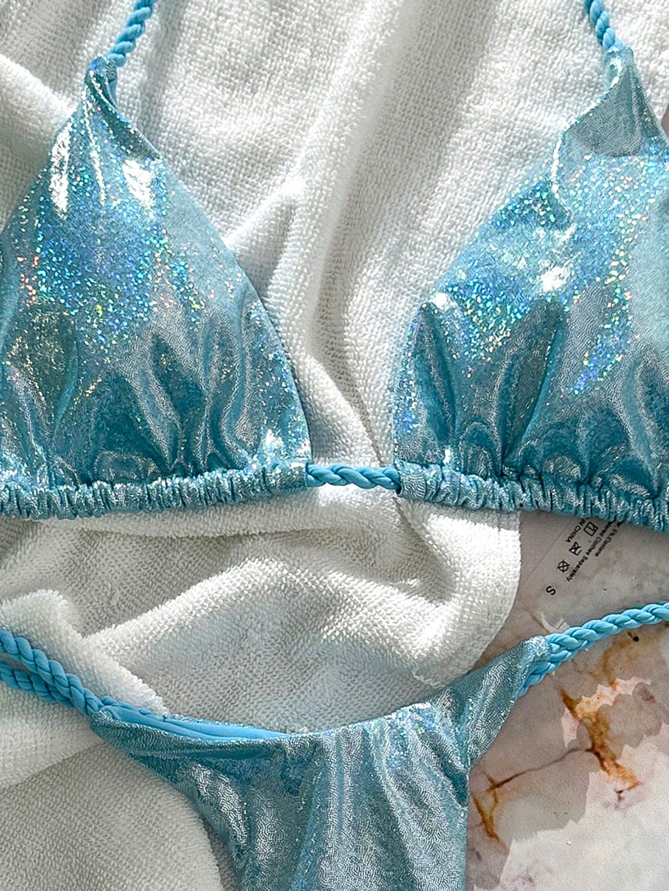 Textured Glitter Seashell Starfish Bikini Set