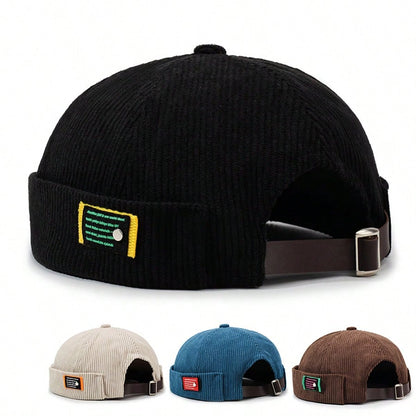 Retro Corduroy Adjustable Brimless Docker Cap