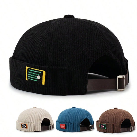 Retro Corduroy Adjustable Brimless Docker Cap