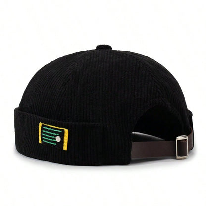 Retro Corduroy Adjustable Brimless Docker Cap