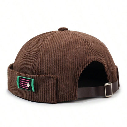 Retro Corduroy Adjustable Brimless Docker Cap