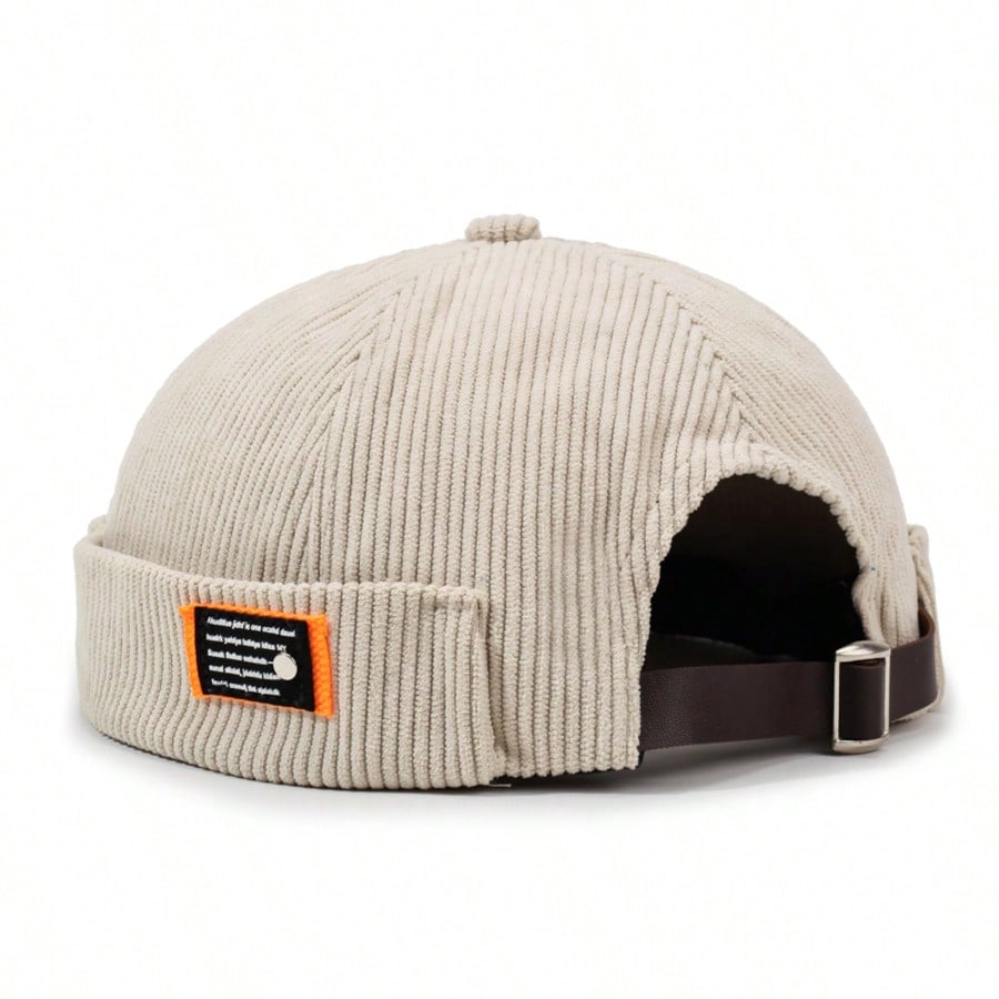Retro Corduroy Adjustable Brimless Docker Cap